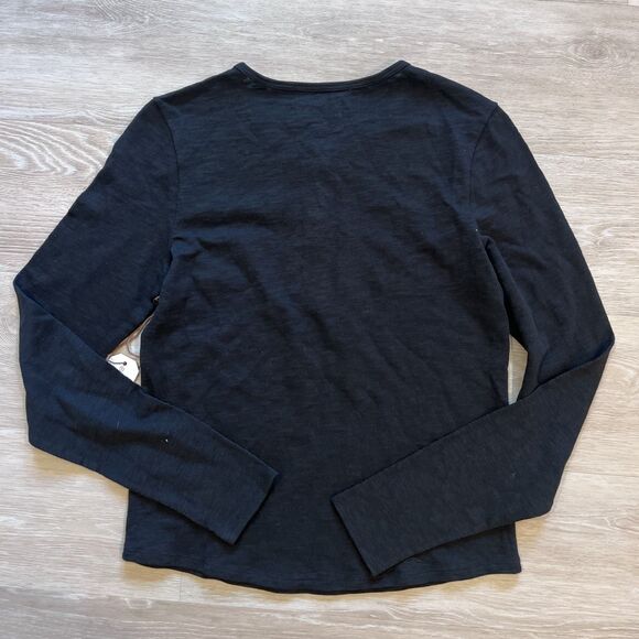 Tecovas Waffle Henley Black Long Sleeve Women's Shirt-Size M - Picture 2 of 7